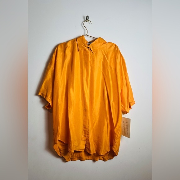 Vintage Sheba Orange Women's Blouse NWT Washable Silk - Picture 2 of 6